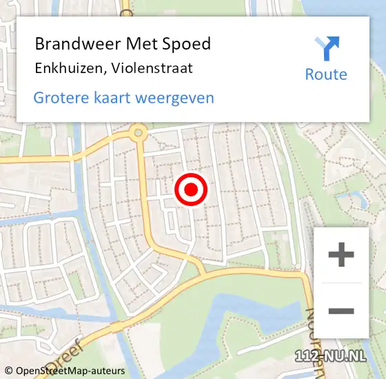 Locatie op kaart van de 112 melding: Brandweer Met Spoed Naar Enkhuizen, Violenstraat op 4 maart 2025 23:04