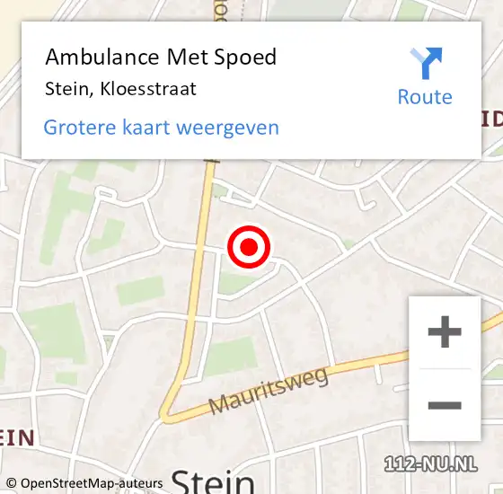 Locatie op kaart van de 112 melding: Ambulance Met Spoed Naar Stein, Kloesstraat op 8 november 2014 17:02