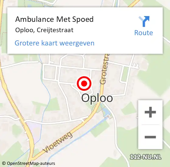 Locatie op kaart van de 112 melding: Ambulance Met Spoed Naar Oploo, Creijtestraat op 20 oktober 2013 12:01