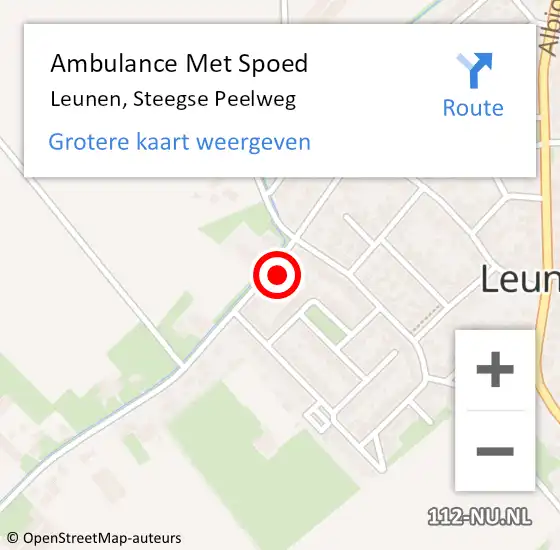 Locatie op kaart van de 112 melding: Ambulance Met Spoed Naar Leunen, Steegse Peelweg op 8 november 2014 17:17