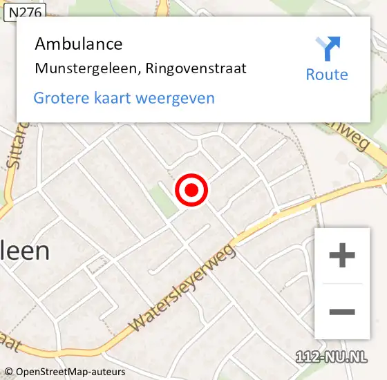 Locatie op kaart van de 112 melding: Ambulance Munstergeleen, Ringovenstraat op 8 november 2014 17:25