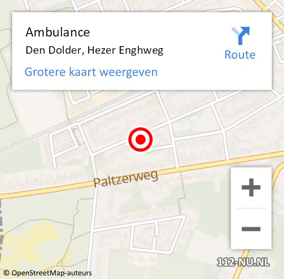 Locatie op kaart van de 112 melding: Ambulance Den Dolder, Hezer Enghweg op 8 november 2014 17:33