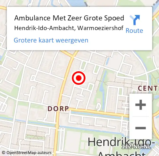 Locatie op kaart van de 112 melding: Ambulance Met Zeer Grote Spoed Naar Hendrik-Ido-Ambacht, Warmoeziershof op 5 maart 2025 10:19