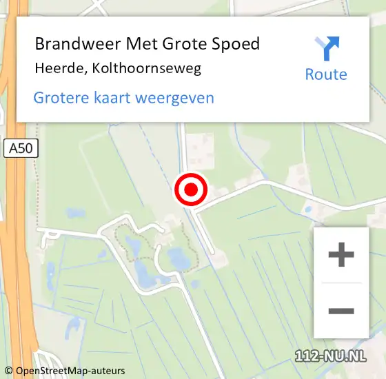 Locatie op kaart van de 112 melding: Brandweer Met Grote Spoed Naar Heerde, Kolthoornseweg op 8 november 2014 17:47