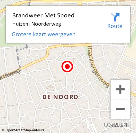 Locatie op kaart van de 112 melding: Brandweer Met Spoed Naar Huizen, Noorderweg op 5 maart 2025 11:46