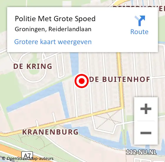 Locatie op kaart van de 112 melding: Politie Met Grote Spoed Naar Groningen, Reiderlandlaan op 5 maart 2025 16:28