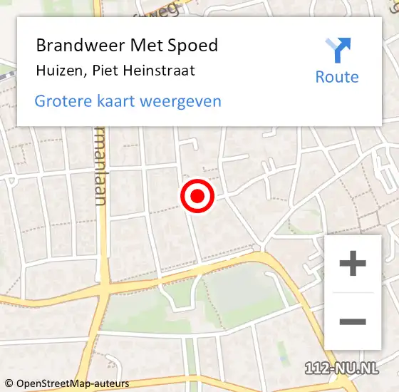 Locatie op kaart van de 112 melding: Brandweer Met Spoed Naar Huizen, Piet Heinstraat op 5 maart 2025 17:24