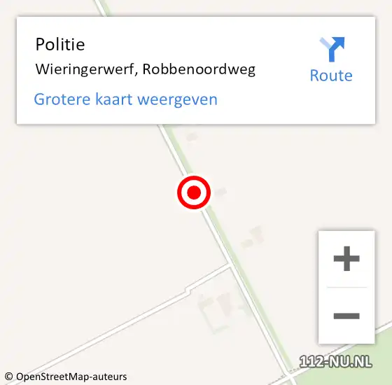 Locatie op kaart van de 112 melding: Politie Wieringerwerf, Robbenoordweg op 8 november 2014 19:08