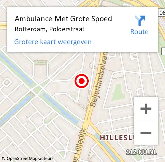 Locatie op kaart van de 112 melding: Ambulance Met Grote Spoed Naar Rotterdam, Polderstraat op 5 maart 2025 23:29