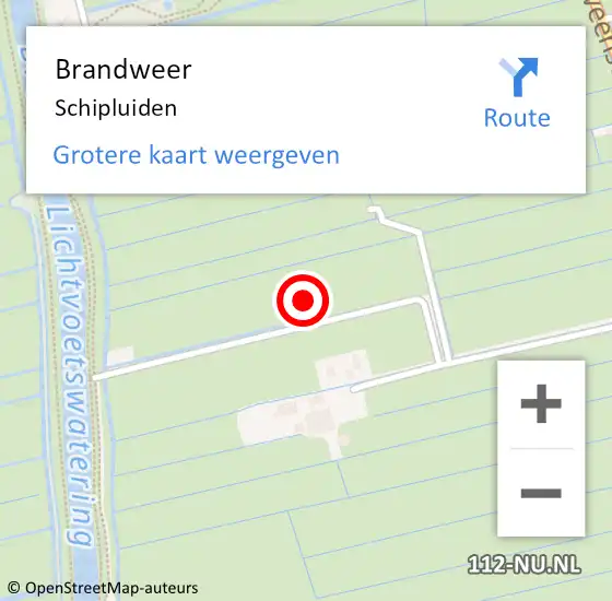 Locatie op kaart van de 112 melding: Brandweer Schipluiden op 6 maart 2025 00:45