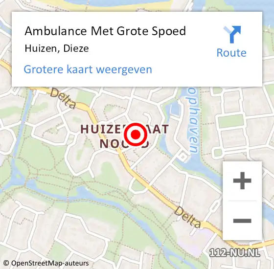 Locatie op kaart van de 112 melding: Ambulance Met Grote Spoed Naar Huizen, Dieze op 8 november 2014 19:50