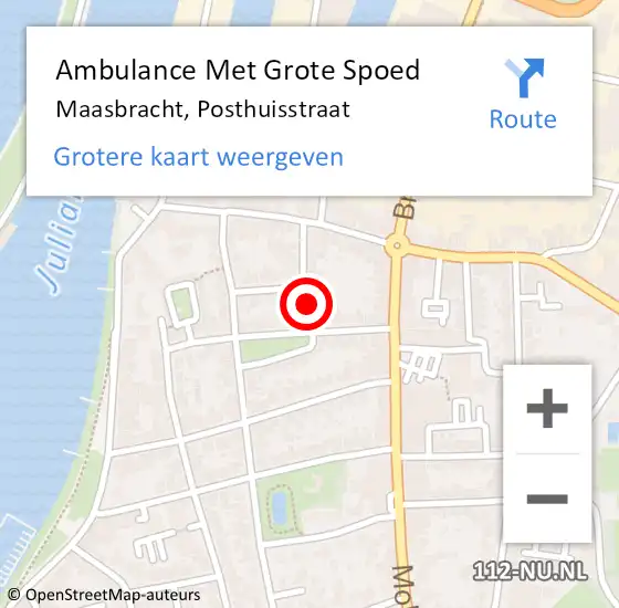 Locatie op kaart van de 112 melding: Ambulance Met Grote Spoed Naar Maasbracht, Posthuisstraat op 8 november 2014 19:54