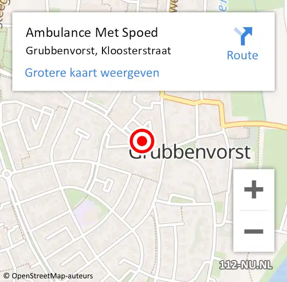 Locatie op kaart van de 112 melding: Ambulance Met Spoed Naar Grubbenvorst, Kloosterstraat op 8 november 2014 20:25