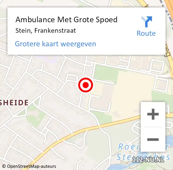 Locatie op kaart van de 112 melding: Ambulance Met Grote Spoed Naar Stein, Frankenstraat op 8 november 2014 20:26