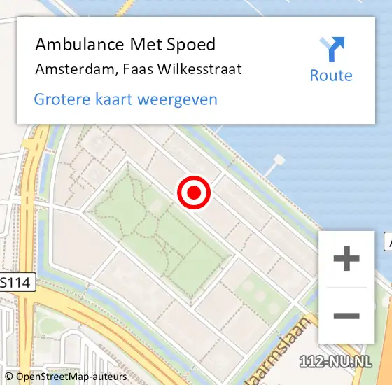 Locatie op kaart van de 112 melding: Ambulance Met Spoed Naar Amsterdam, Faas Wilkesstraat op 6 maart 2025 12:51