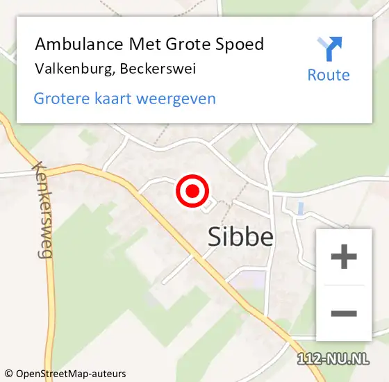 Locatie op kaart van de 112 melding: Ambulance Met Grote Spoed Naar Valkenburg, Beckerswei op 8 november 2014 20:54