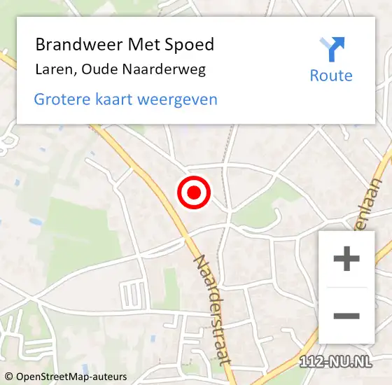 Locatie op kaart van de 112 melding: Brandweer Met Spoed Naar Laren, Oude Naarderweg op 6 maart 2025 16:11