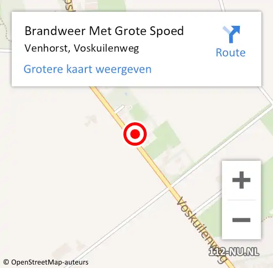 Locatie op kaart van de 112 melding: Brandweer Met Grote Spoed Naar Venhorst, Voskuilenweg op 6 maart 2025 16:19