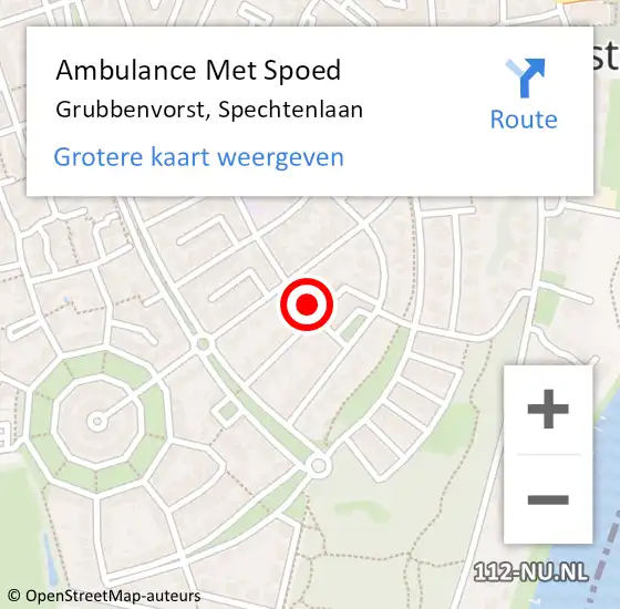 Locatie op kaart van de 112 melding: Ambulance Met Spoed Naar Grubbenvorst, Spechtenlaan op 8 november 2014 21:38