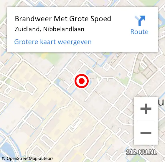 Locatie op kaart van de 112 melding: Brandweer Met Grote Spoed Naar Zuidland, Nibbelandlaan op 6 maart 2025 17:10