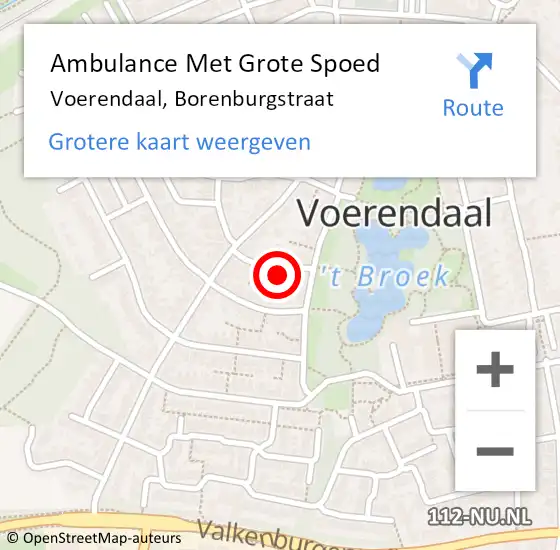 Locatie op kaart van de 112 melding: Ambulance Met Grote Spoed Naar Voerendaal, Borenburgstraat op 8 november 2014 21:42