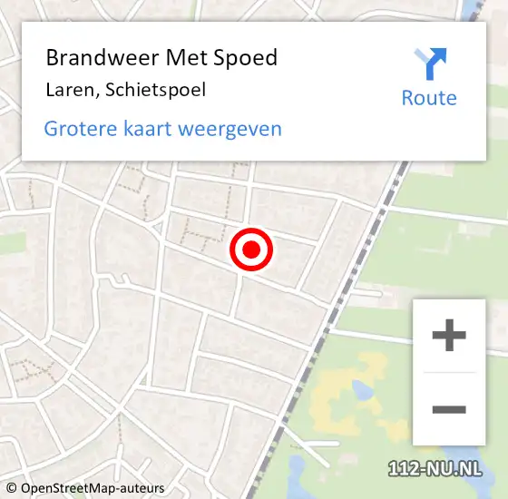 Locatie op kaart van de 112 melding: Brandweer Met Spoed Naar Laren, Schietspoel op 6 maart 2025 20:29