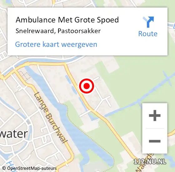 Locatie op kaart van de 112 melding: Ambulance Met Grote Spoed Naar Snelrewaard, Pastoorsakker op 8 november 2014 22:14