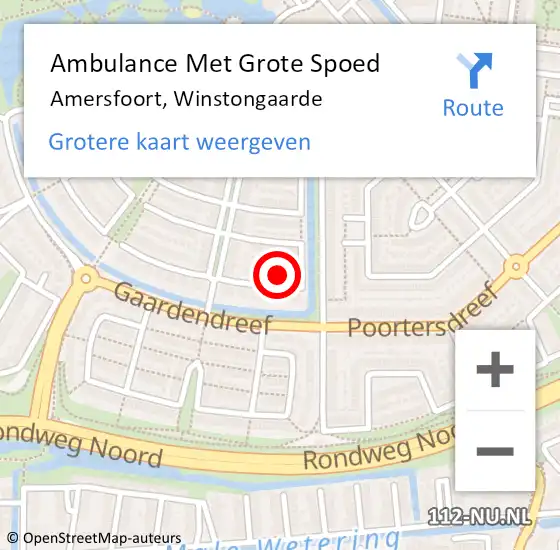 Locatie op kaart van de 112 melding: Ambulance Met Grote Spoed Naar Amersfoort, Winstongaarde op 8 november 2014 22:37