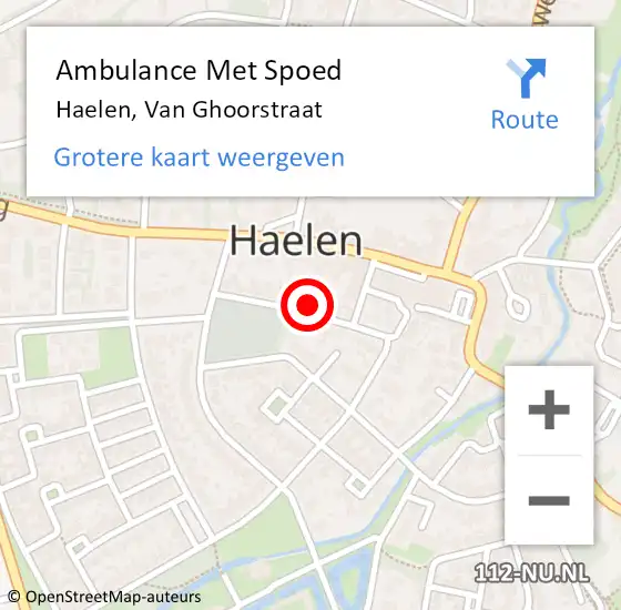 Locatie op kaart van de 112 melding: Ambulance Met Spoed Naar Haelen, Van Ghoorstraat op 8 november 2014 22:47