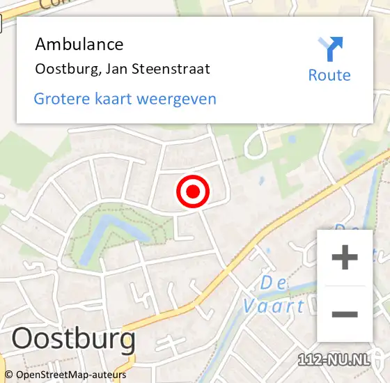 Locatie op kaart van de 112 melding: Ambulance Oostburg, Jan Steenstraat op 20 oktober 2013 12:36