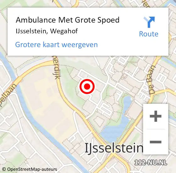 Locatie op kaart van de 112 melding: Ambulance Met Grote Spoed Naar IJsselstein, Wegahof op 8 november 2014 23:03