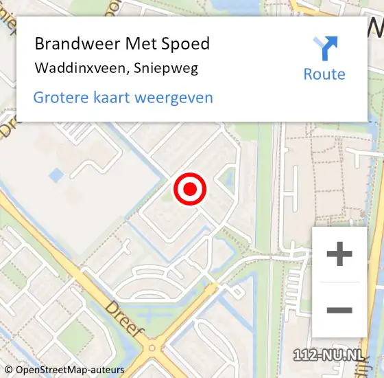 Locatie op kaart van de 112 melding: Brandweer Met Spoed Naar Waddinxveen, Sniepweg op 7 maart 2025 12:12