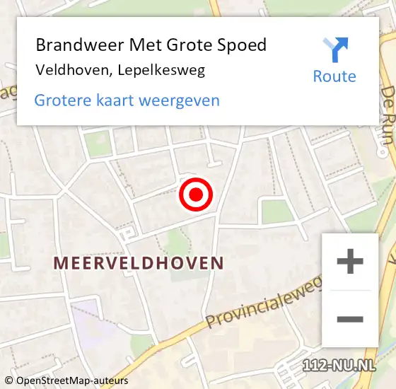 Locatie op kaart van de 112 melding: Brandweer Met Grote Spoed Naar Veldhoven, Lepelkesweg op 7 maart 2025 12:41