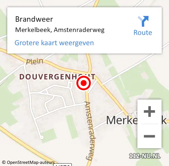 Locatie op kaart van de 112 melding: Brandweer Merkelbeek, Amstenraderweg op 9 november 2014 00:13