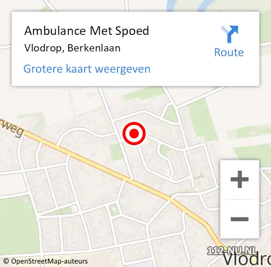 Locatie op kaart van de 112 melding: Ambulance Met Spoed Naar Vlodrop, Berkenlaan op 9 november 2014 00:16