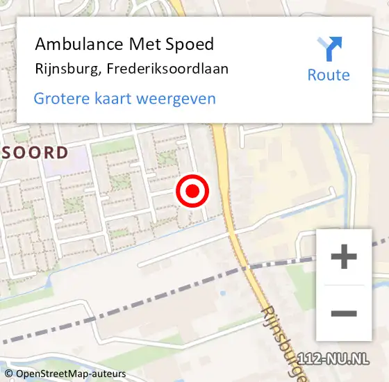 Locatie op kaart van de 112 melding: Ambulance Met Spoed Naar Rijnsburg, Frederiksoordlaan op 9 november 2014 00:34