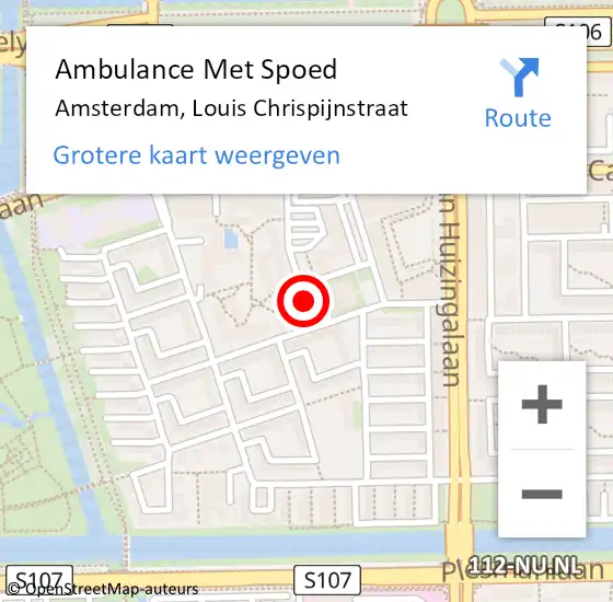 Locatie op kaart van de 112 melding: Ambulance Met Spoed Naar Amsterdam, Louis Chrispijnstraat op 7 maart 2025 17:05