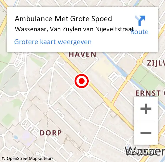 Locatie op kaart van de 112 melding: Ambulance Met Grote Spoed Naar Wassenaar, Van Zuylen van Nijeveltstraat op 8 maart 2025 07:08