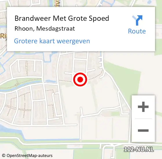 Locatie op kaart van de 112 melding: Brandweer Met Grote Spoed Naar Rhoon, Mesdagstraat op 8 maart 2025 08:10