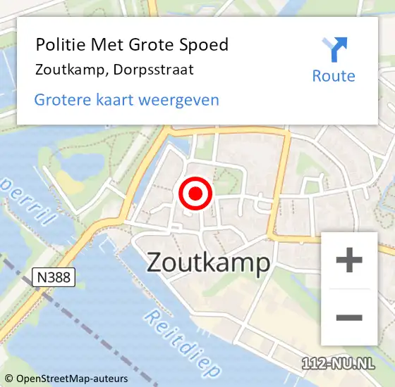 Locatie op kaart van de 112 melding: Politie Met Grote Spoed Naar Zoutkamp, Dorpsstraat op 8 maart 2025 14:06