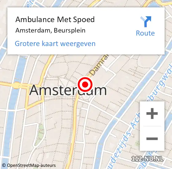 Locatie op kaart van de 112 melding: Ambulance Met Spoed Naar Amsterdam, Beursplein op 8 maart 2025 14:08