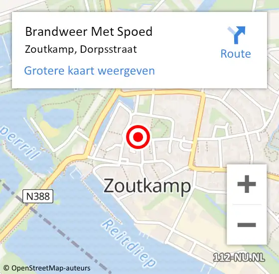 Locatie op kaart van de 112 melding: Brandweer Met Spoed Naar Zoutkamp, Dorpsstraat op 8 maart 2025 14:10