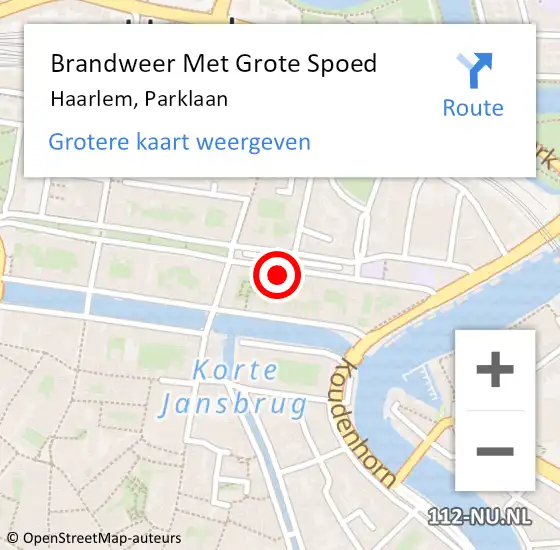 Locatie op kaart van de 112 melding: Brandweer Met Grote Spoed Naar Haarlem, Parklaan op 8 maart 2025 15:03