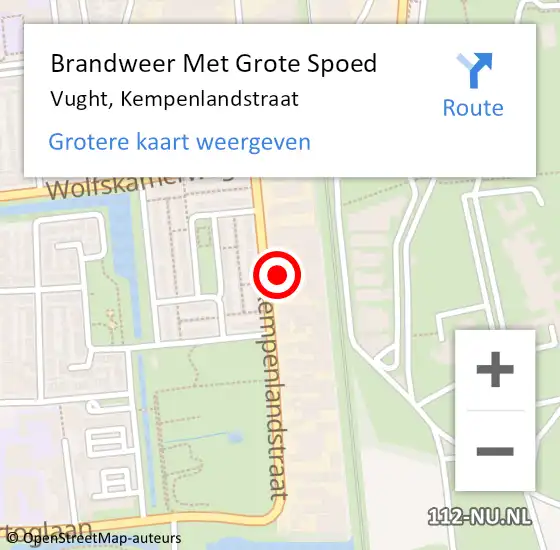 Locatie op kaart van de 112 melding: Brandweer Met Grote Spoed Naar Vught, Kempenlandstraat op 8 maart 2025 16:07