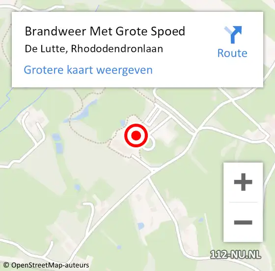 Locatie op kaart van de 112 melding: Brandweer Met Grote Spoed Naar De Lutte, Rhododendronlaan op 8 maart 2025 16:22