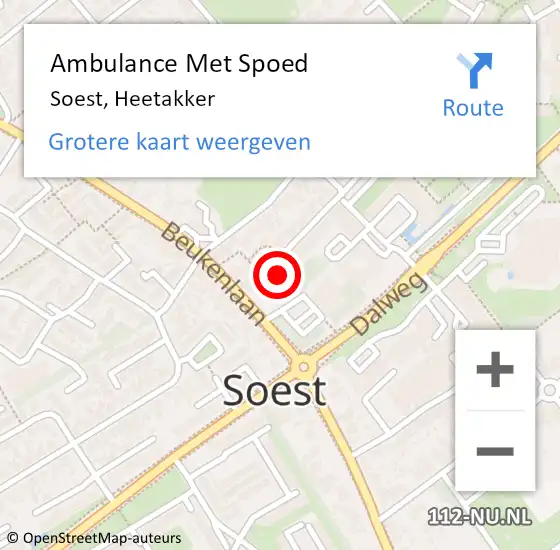 Locatie op kaart van de 112 melding: Ambulance Met Spoed Naar Soest, Heetakker op 9 november 2014 06:29