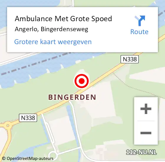 Locatie op kaart van de 112 melding: Ambulance Met Grote Spoed Naar Angerlo, Bingerdenseweg op 20 oktober 2013 13:02