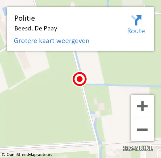 Locatie op kaart van de 112 melding: Politie Beesd, De Paay op 9 november 2014 07:06