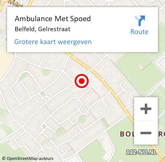 Locatie op kaart van de 112 melding: Ambulance Met Spoed Naar Belfeld, Gelrestraat op 9 november 2014 08:00