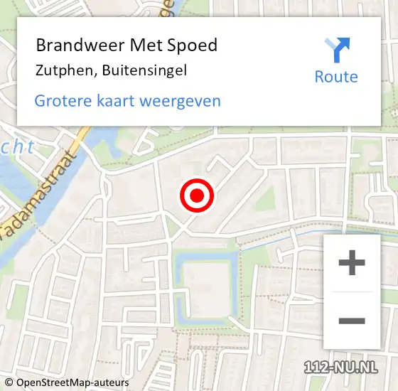 Locatie op kaart van de 112 melding: Brandweer Met Spoed Naar Zutphen, Buitensingel op 9 maart 2025 10:42
